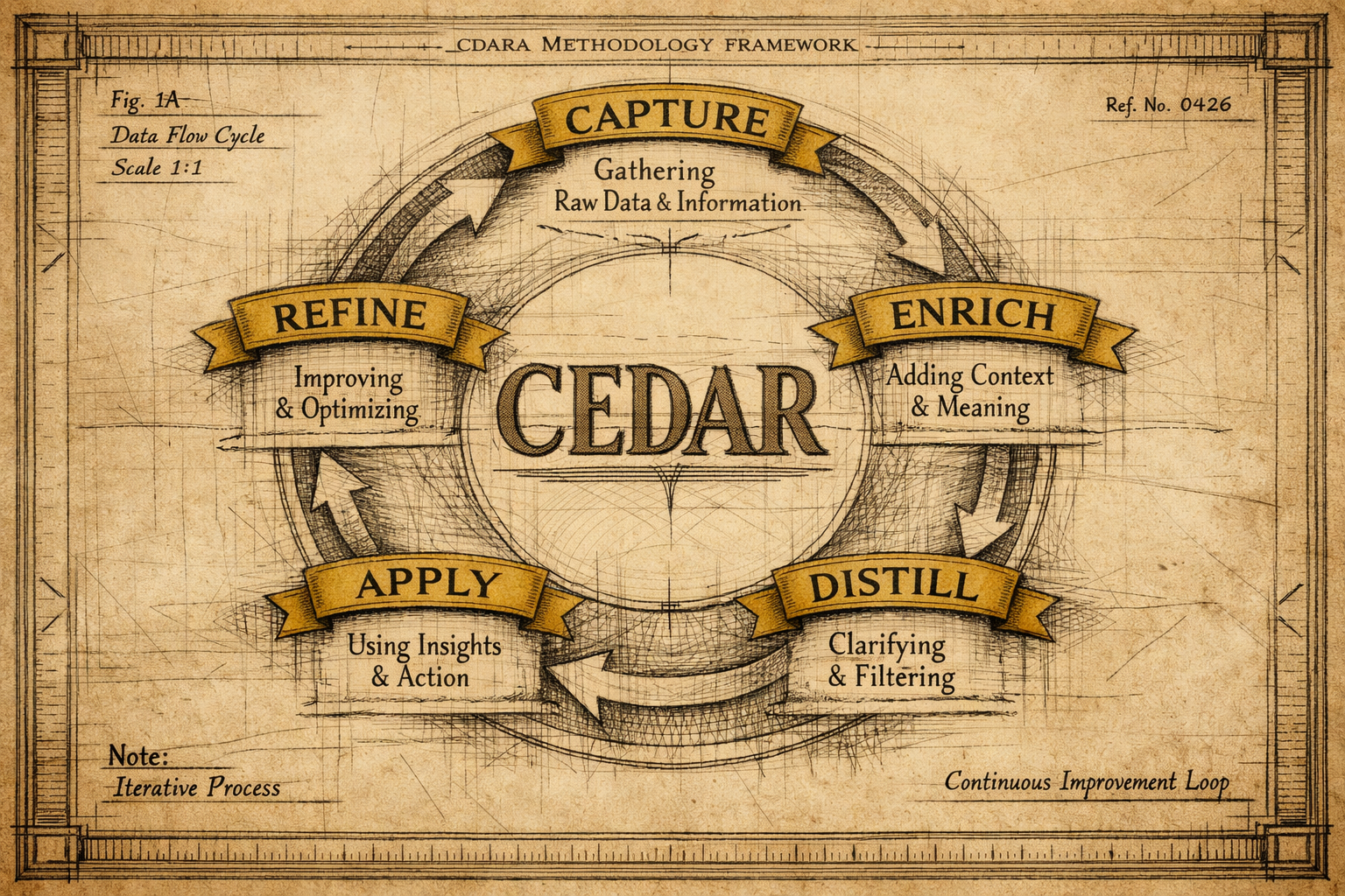 CEDAR Framework: Capture, Enrich, Distill, Apply, Refine cycle